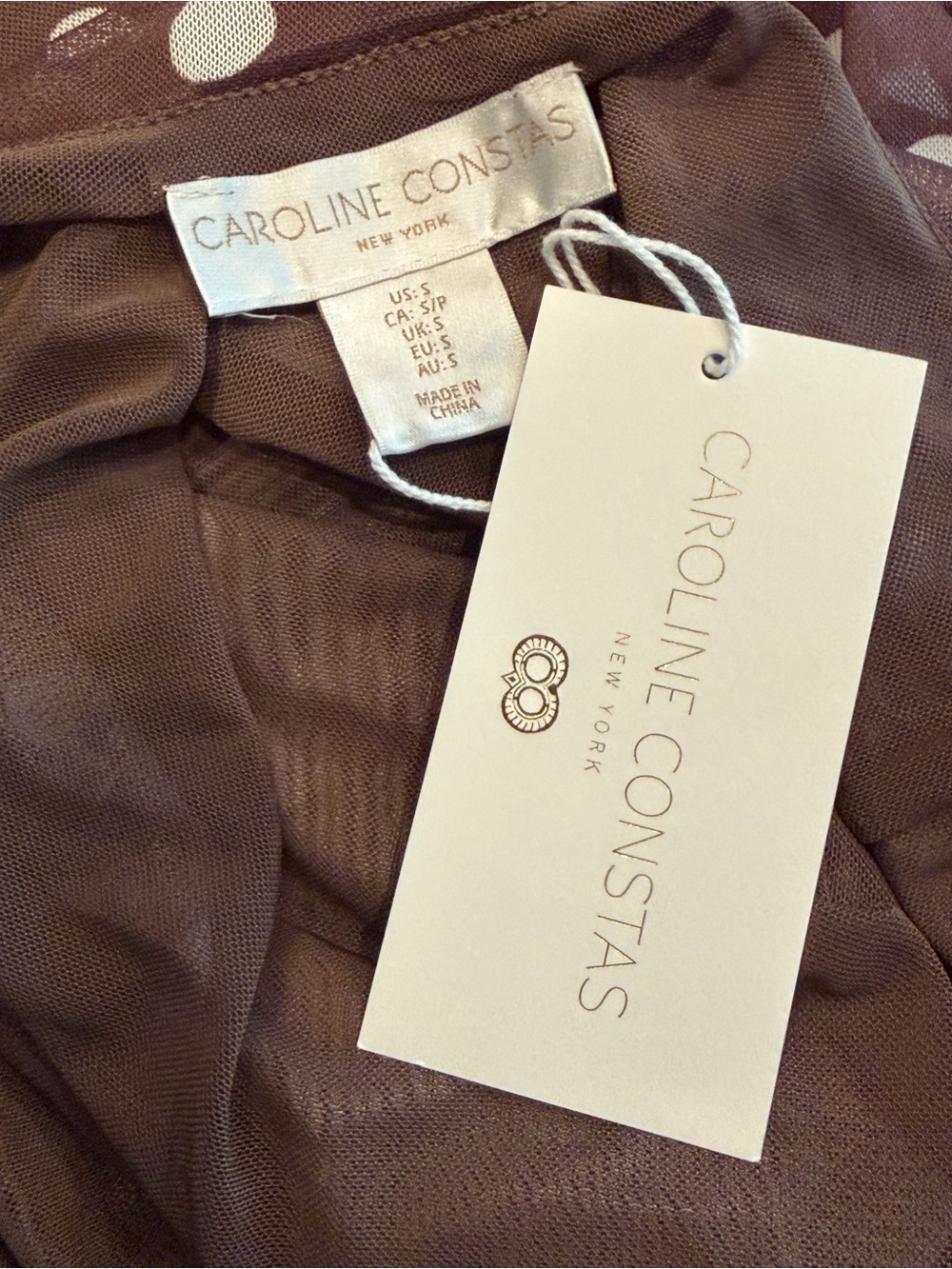 Caroline Constas Brown Polka Dot Halter Cover Up Maxi Dress S NWT - Picture 7 of 7